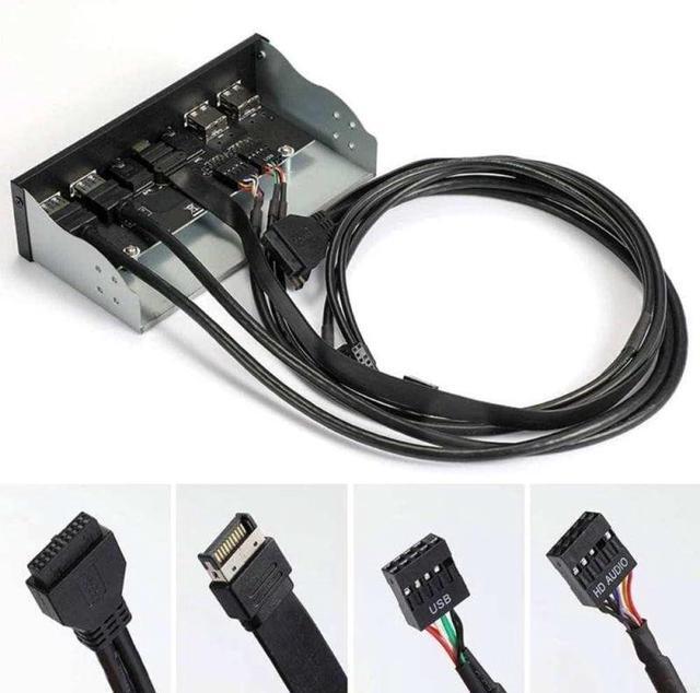 KIMISS Pannello Frontale USB 3.0 Per Vano Floppy 3.5 Pollici, 2 Porte, Hub Da 19 Pin, Nero, Plug And Play