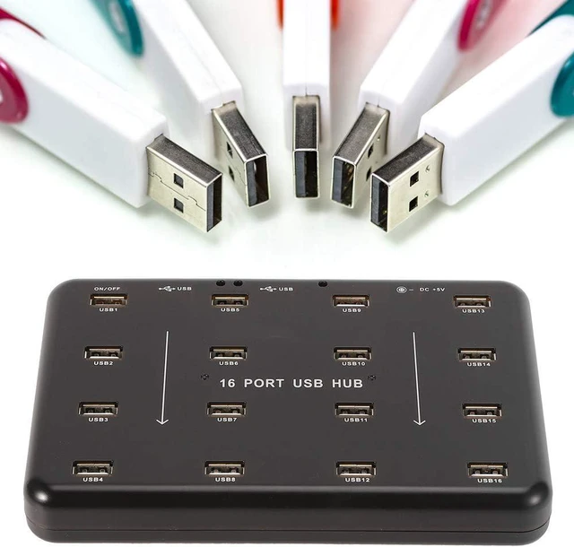 Alt view image 3 of 7 - 16 Port Industrial USB 20 Hub Ultra High Speed 480Mbps Data Transfer with LED Indicators for Batch Processing Testing and Mass Production Workstations