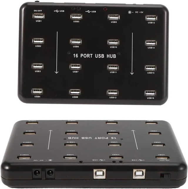 Alt view image 5 of 7 - 16 Port Industrial USB 20 Hub Ultra High Speed 480Mbps Data Transfer with LED Indicators for Batch Processing Testing and Mass Production Workstations