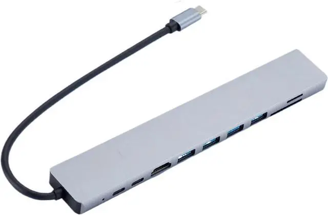 Alt view image 2 of 6 - 10 in 1 USB C Adapter RJ45 Ethernet 5 Gbps Dongle 4K HDMI-Compatible 100W PD for Air Pro and Other TY>pe Laptops