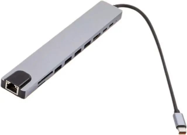 Alt view image 3 of 6 - 10 in 1 USB C Adapter RJ45 Ethernet 5 Gbps Dongle 4K HDMI-Compatible 100W PD for Air Pro and Other TY>pe Laptops
