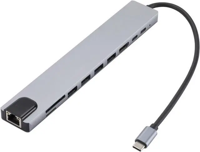 Alt view image 4 of 6 - 10 in 1 USB C Adapter RJ45 Ethernet 5 Gbps Dongle 4K HDMI-Compatible 100W PD for Air Pro and Other TY>pe Laptops