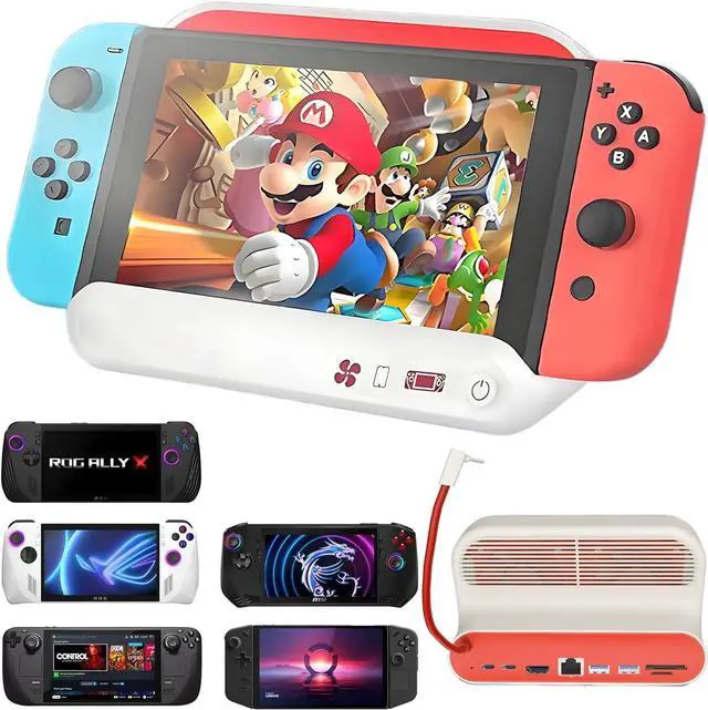 Main image of 8-in-1 Docking Station for Steam/Switch/ROG Ally/MSI Claw/Legion Go, Dual Cooling Fan Steam Deck Dock with HDMI 4K@60Hz, 1000Mbps Ethernet, USB-A 3.0 and 100W Charge