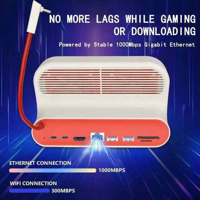 Alt view image 5 of 7 - 8-in-1 Docking Station for Steam/Switch/ROG Ally/MSI Claw/Legion Go, Dual Cooling Fan Steam Deck Dock with HDMI 4K@60Hz, 1000Mbps Ethernet, USB-A 3.0 and 100W Charge