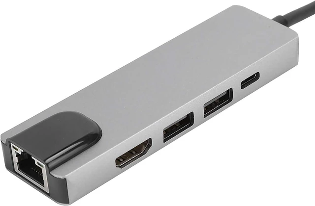 Alt view image 6 of 7 - 5 in 1 Type C Hub to A, USB C Hub with 4K, 100M Ethernet RJ45 Port, 2 USB Ports, Fast Charging Type C Port, Aluminum y Multi Port A for Laptop Phone TV