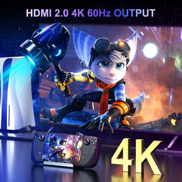 Alt view image 2 of 7 - Docking Station for Steam Deck/ROG Ally/MSI Claw/Legion Go, 6 in 1 Dock with HDMI 4K@60Hz, 100Mbps Ethernet, Triple USB-A and 100W