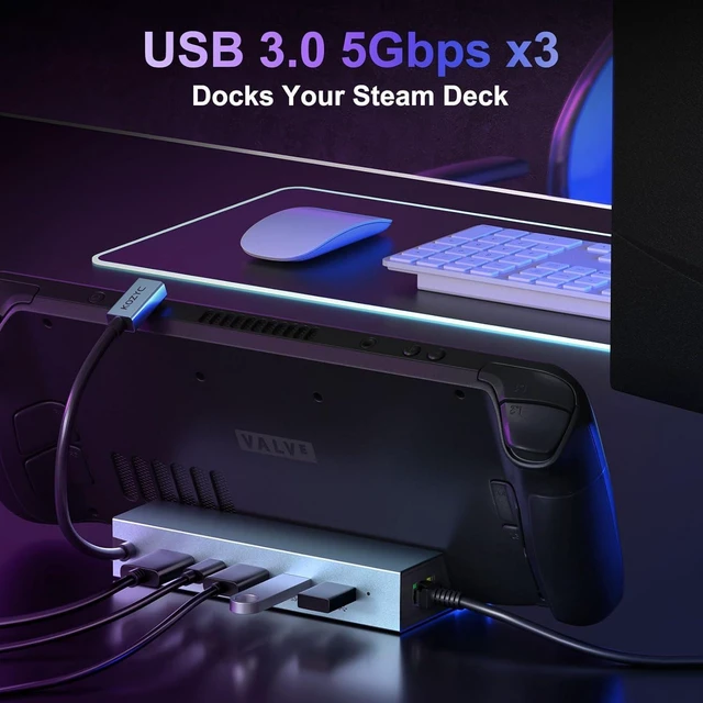 Alt view image 3 of 7 - Docking Station for Steam Deck/ROG Ally/MSI Claw/Legion Go, 6 in 1 Dock with HDMI 4K@60Hz, 100Mbps Ethernet, Triple USB-A and 100W