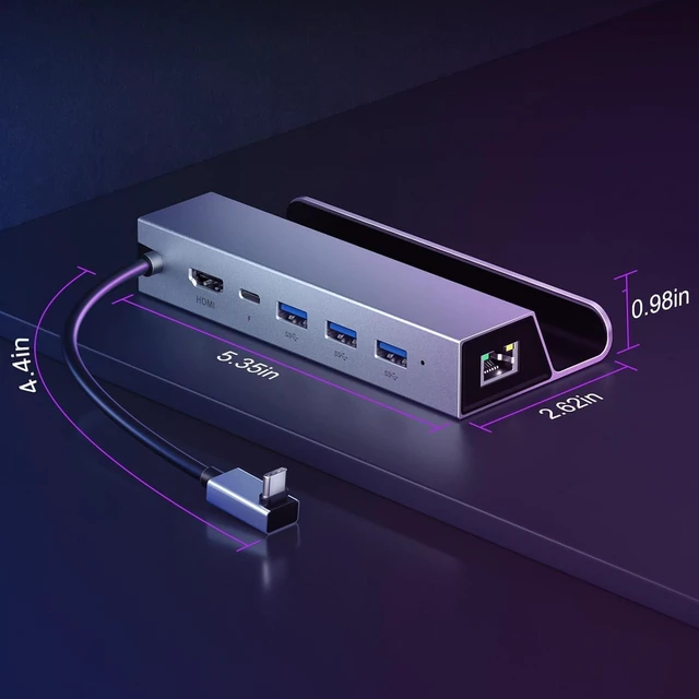 Alt view image 6 of 7 - Docking Station for Steam Deck/ROG Ally/MSI Claw/Legion Go, 6 in 1 Dock with HDMI 4K@60Hz, 100Mbps Ethernet, Triple USB-A and 100W