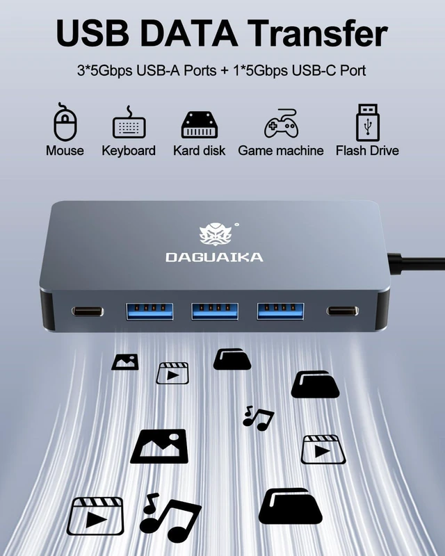 Alt view image 6 of 7 - USB C Hub, 9 in 1 Dual Monitor Docking Station, 4K@60Hz Dual HDMI Display, RJ45 1000Mbps Ethernet Adapter, PD 100W, 3*USB-A 3.0 Ports, 3.5mm Audio/mic for MacBook Pro, Lenovo, Surface, Dell XPS, HP