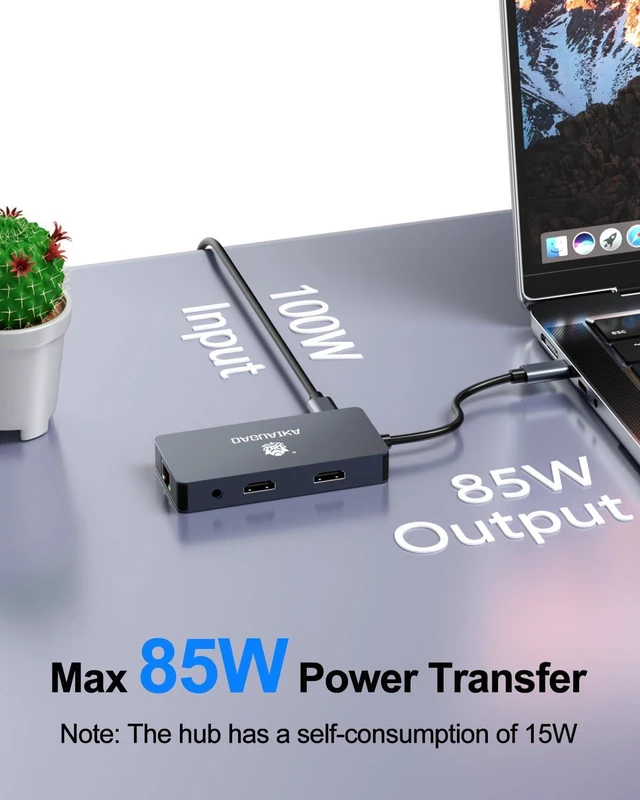 Alt view image 7 of 7 - USB C Hub, 9 in 1 Dual Monitor Docking Station, 4K@60Hz Dual HDMI Display, RJ45 1000Mbps Ethernet Adapter, PD 100W, 3*USB-A 3.0 Ports, 3.5mm Audio/mic for MacBook Pro, Lenovo, Surface, Dell XPS, HP