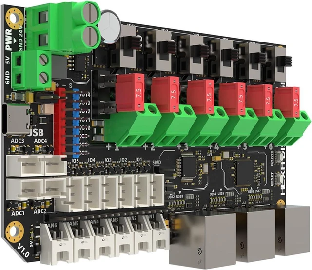 Alt view image 4 of 7 - 6 Port USB2.0 Hub Distro Fusions with CAN2.0 Connectors and 24V Power Distribution for Multiple Head Printer