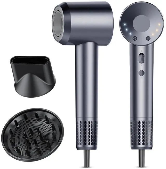 Main image of Hair Dryer, 160000 RPM Professional High Speed Ionic Blow Dryer 500 Million Negative Ions & Heat-Control & Low Noise Hairdryer for Faster Drying, No Heat Damage, Travel with DiffuserGrey
