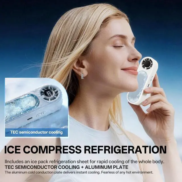 Alt view image 3 of 7 - High-Speed Handheld Fan, Portable Fan with Ice Cooling, Instant Cooling -25 Peltier Element, 5-Speed Turbo Fan, 3000mAh Battery Operated Personal Fan, LED Display [Patent: ZL 2025 3 0363996.1