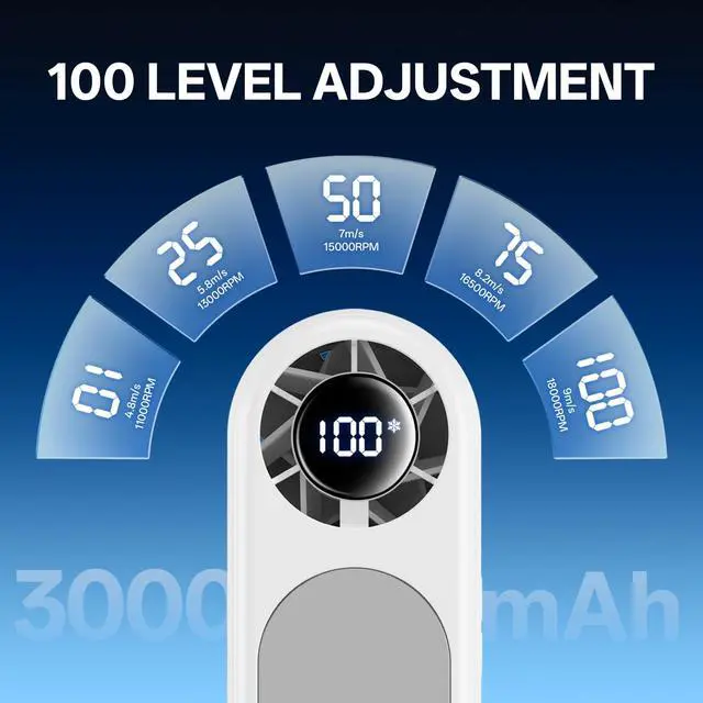 Alt view image 7 of 7 - High-Speed Handheld Fan, Portable Fan with Ice Cooling, Instant Cooling -25 Peltier Element, 5-Speed Turbo Fan, 3000mAh Battery Operated Personal Fan, LED Display [Patent: ZL 2025 3 0363996.1