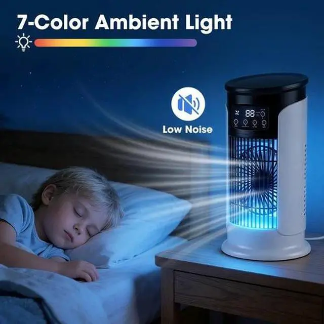 Alt view image 5 of 7 - Humidifier Portable Air Cooler Fan LED Mini AC Air Conditioner Personal Cooling