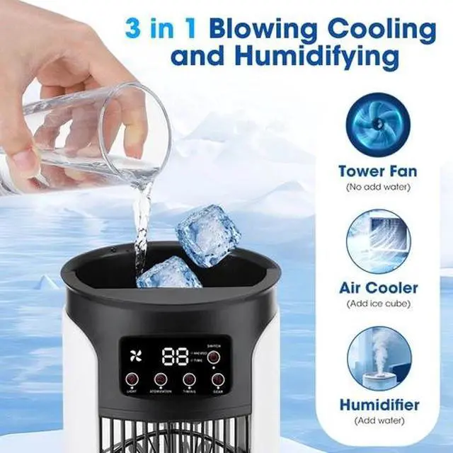 Alt view image 4 of 7 - Humidifier Portable Air Cooler Fan LED Mini AC Air Conditioner Personal Cooling