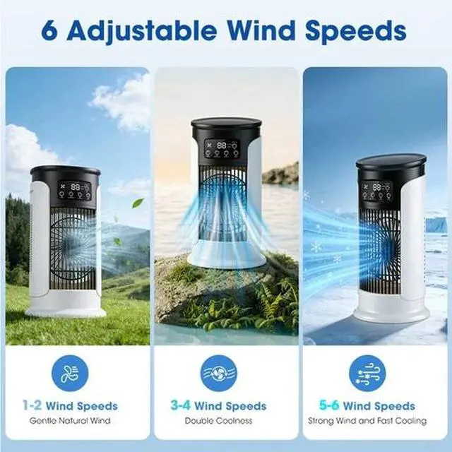 Alt view image 7 of 7 - Humidifier Portable Air Cooler Fan LED Mini AC Air Conditioner Personal Cooling