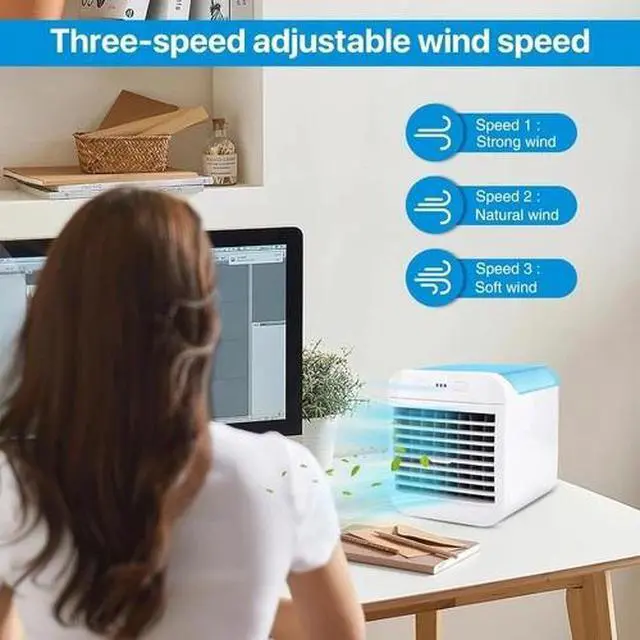 Alt view image 4 of 6 - Portable Air Conditioner Fan, USB Powered Air Cooler, Humidifier, Personal Mini