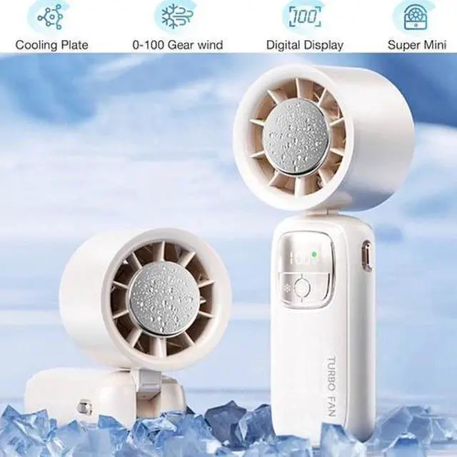 Main image of Handheld Portable Turbo Fan with Ice Cooler 100 Speed Mini Fan Quiet Air Cooling