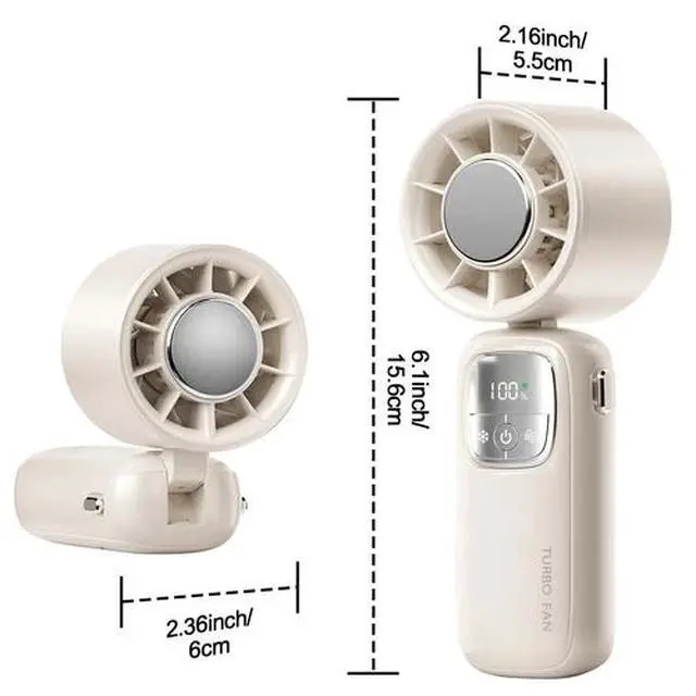 Alt view image 2 of 7 - Handheld Portable Turbo Fan with Ice Cooler 100 Speed Mini Fan Quiet Air Cooling