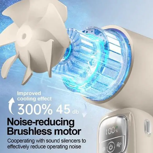Alt view image 5 of 7 - Handheld Portable Turbo Fan with Ice Cooler 100 Speed Mini Fan Quiet Air Cooling