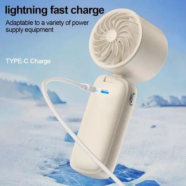 Alt view image 6 of 7 - Handheld Portable Turbo Fan with Ice Cooler 100 Speed Mini Fan Quiet Air Cooling