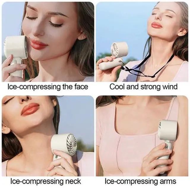 Alt view image 7 of 7 - Handheld Portable Turbo Fan with Ice Cooler 100 Speed Mini Fan Quiet Air Cooling
