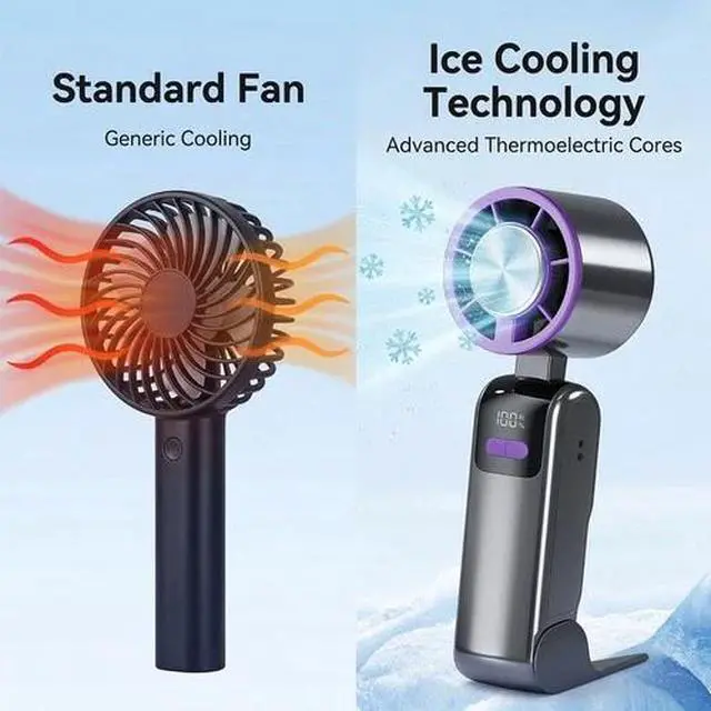 Alt view image 4 of 7 - Handheld Fan Semiconductor Ice Cooling Portable Turbo Fan 199 Speed Folding Fan