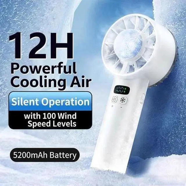 Main image of 5200mAh Handheld Turbo Fan 100 Speeds Ice Cooling Pad Digital Display Portable