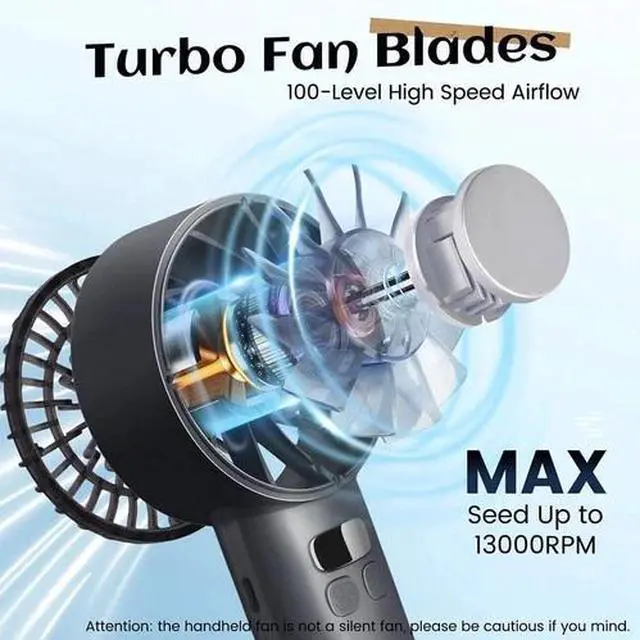 Alt view image 5 of 7 - 5200mAh Handheld Turbo Fan 100 Speeds Ice Cooling Pad Digital Display Portable
