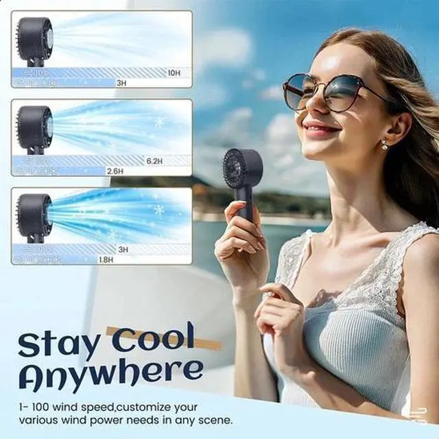 Alt view image 7 of 7 - 5200mAh Handheld Turbo Fan 100 Speeds Ice Cooling Pad Digital Display Portable