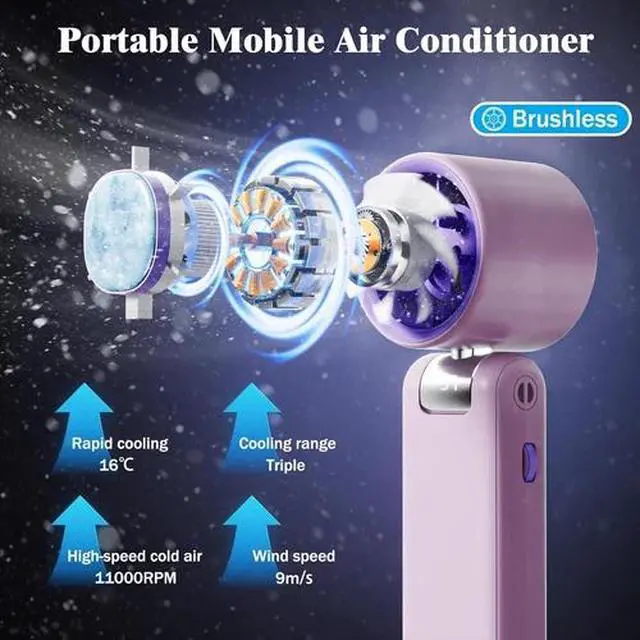Alt view image 5 of 7 - Portable Handheld Turbo Fan,Rechargeable Extreme Ice Cooling Plate,Led Display