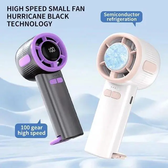 Alt view image 3 of 7 - Portable Stylish Handheld Fan Strong Airflow Cooling Semiconductor Refrigeration