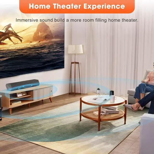 Alt view image 6 of 7 - Bestisan Sound Bars for TV, 16'/50W Small Soundbar for TV, Sound Bar with Depths Sound Enhanced/DSP/Bass+/3EQ, Surround Sound Speakers for TV Works with HDMI ARC/CEC,Optical/BT/PC