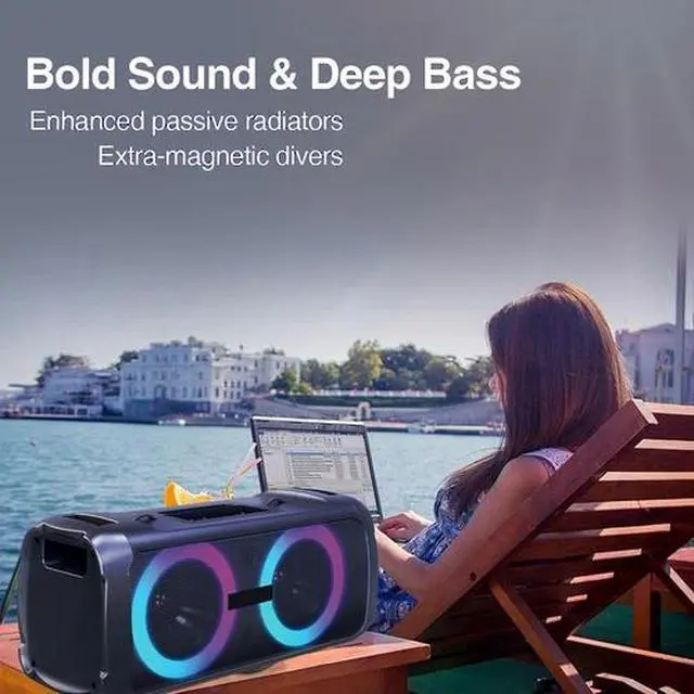 Alt view image 3 of 7 - Loud Portable Bluetooth Speaker Dual Sub woofer Party Heavy Bass Sound System