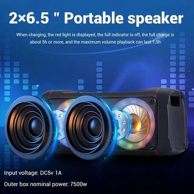 Alt view image 4 of 7 - Loud Portable Bluetooth Speaker Dual Sub woofer Party Heavy Bass Sound System