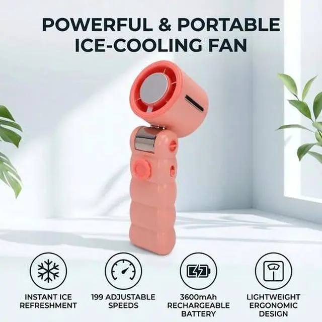 Alt view image 4 of 7 - 199 Speed Adjustable Handheld Fan With Ice Cooling For Outdoor Travel TIHB
