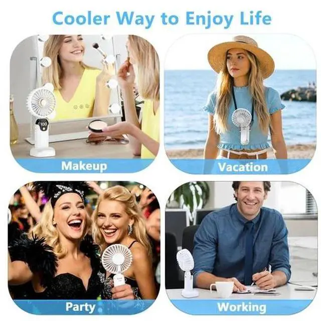 Alt view image 3 of 6 - 3-in-1 Portable Handheld Fan, High-Speed Rechargeable Mini Fan, 5-Speed Stron...