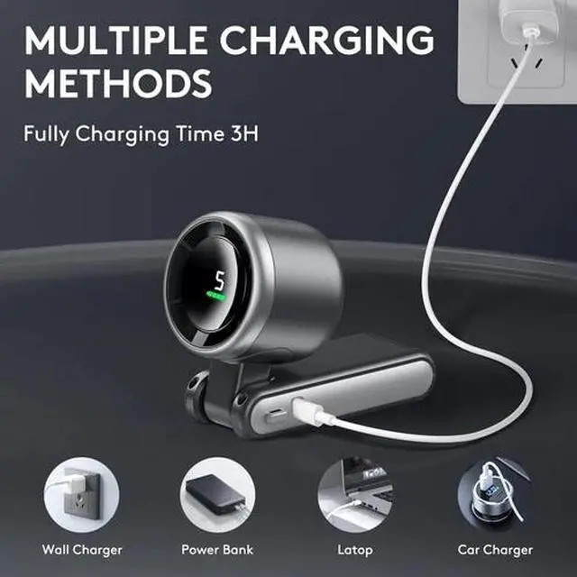 Alt view image 5 of 6 - Foldable Handheld Fan, Portable High Speed Rechargeable 5000mAh Mini Turbo F...