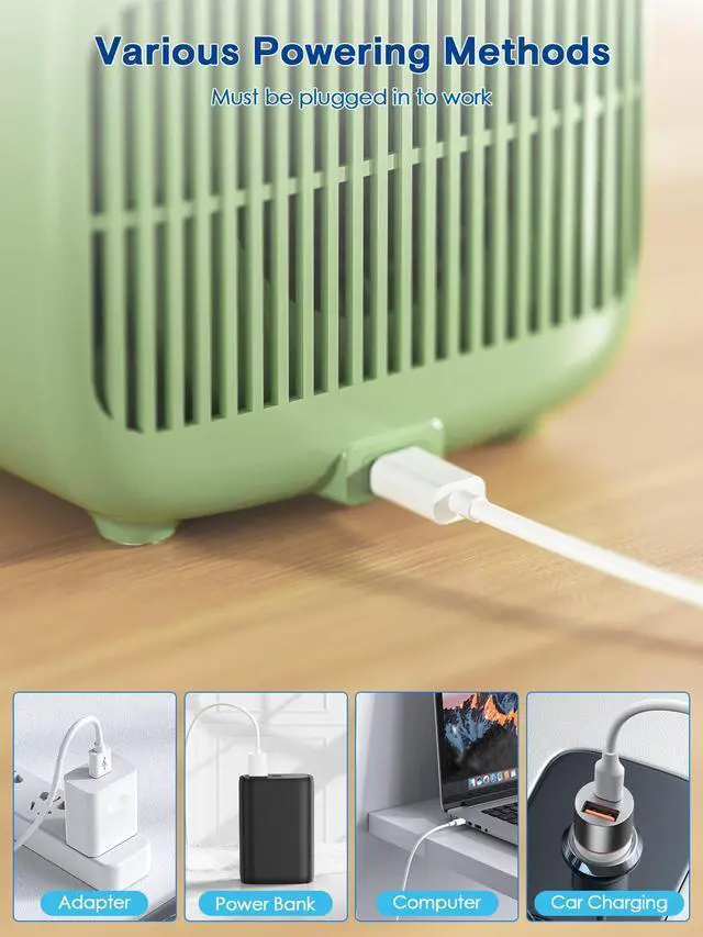 Alt view image 7 of 7 - Desk Fan, 11.8 Inch Portable Bladeless Fan Small Personal Cooling Fan with 5 Colors Touch Control LED , Quiet USB Table Fan for Home, Office, Bedroom Summer Gift