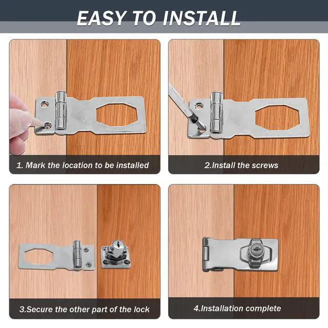 Alt view image 4 of 6 - 2Pcs Keyed Hasp Locks 2.5 Inch Twist Knob Keyed Locking Hasp, Metal Safety Hasp Latches Keyed Different for Small Doors, Cabinets (Sliver)
