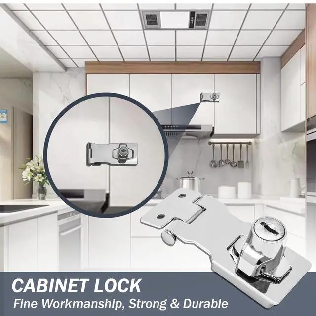 Alt view image 5 of 6 - 2Pcs Keyed Hasp Locks 2.5 Inch Twist Knob Keyed Locking Hasp, Metal Safety Hasp Latches Keyed Different for Small Doors, Cabinets (Sliver)