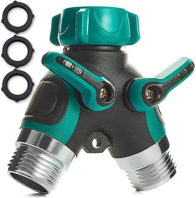 Main image of Mangchuang Garden Hose Splitter, 2 Way Heavy Duty Water Hose Splitter, Outdoor Faucet, Y Connector Garden Hose Adapter with Rubber Washers