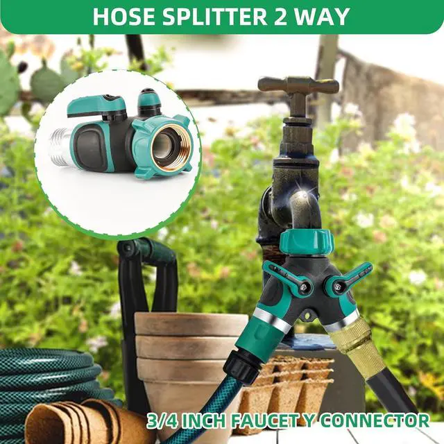 Alt view image 3 of 6 - Mangchuang Garden Hose Splitter, 2 Way Heavy Duty Water Hose Splitter, Outdoor Faucet, Y Connector Garden Hose Adapter with Rubber Washers