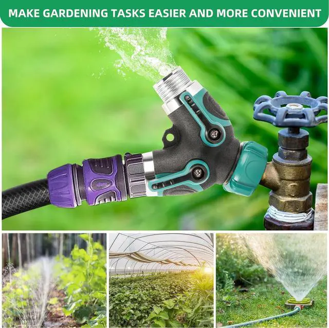 Alt view image 4 of 6 - Mangchuang Garden Hose Splitter, 2 Way Heavy Duty Water Hose Splitter, Outdoor Faucet, Y Connector Garden Hose Adapter with Rubber Washers