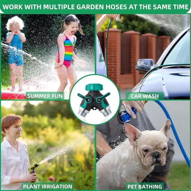 Alt view image 5 of 6 - Mangchuang Garden Hose Splitter, 2 Way Heavy Duty Water Hose Splitter, Outdoor Faucet, Y Connector Garden Hose Adapter with Rubber Washers