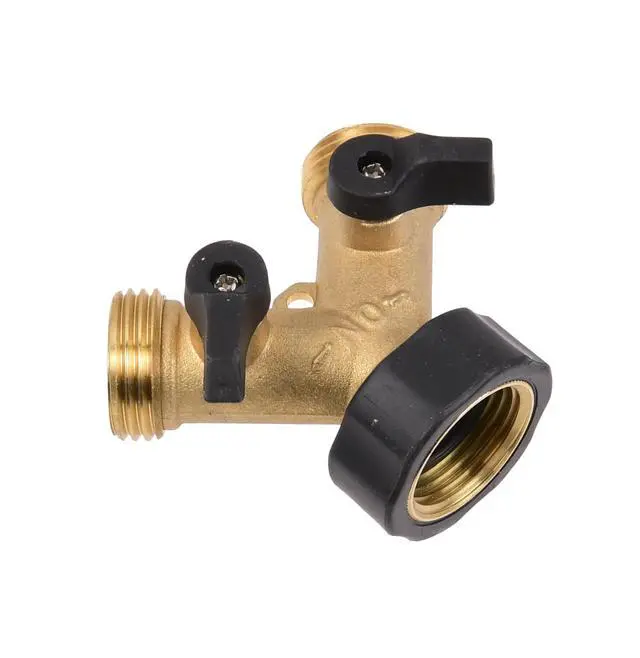 Alt view image 2 of 7 - Expert Gardener Brass 2-Way Y Hose Shut-off Connector
