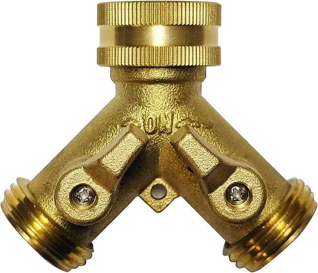 Main image of Brass hose splitter 2 way Heavy Duty Y Adapter Connector garden faucet double