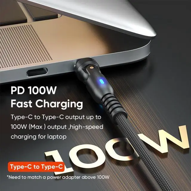 Alt view image 9 of 14 - Magnetic USB C Charging Cable PD 100W 1 Pack 6FT, Magnetic Phone Charger Fast Charging 90 Degree Right Angle 180 & 360 Rotation 9 PIN 480Mbps Data Transfer Magnet Cord for Type C(Black)