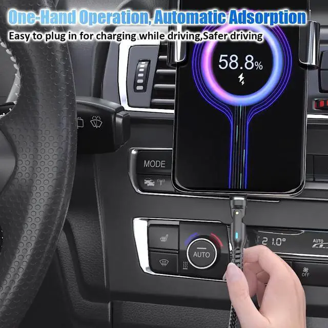 Alt view image 13 of 14 - Magnetic USB C Charging Cable PD 100W 1 Pack 6FT, Magnetic Phone Charger Fast Charging 90 Degree Right Angle 180 & 360 Rotation 9 PIN 480Mbps Data Transfer Magnet Cord for Type C(Black)